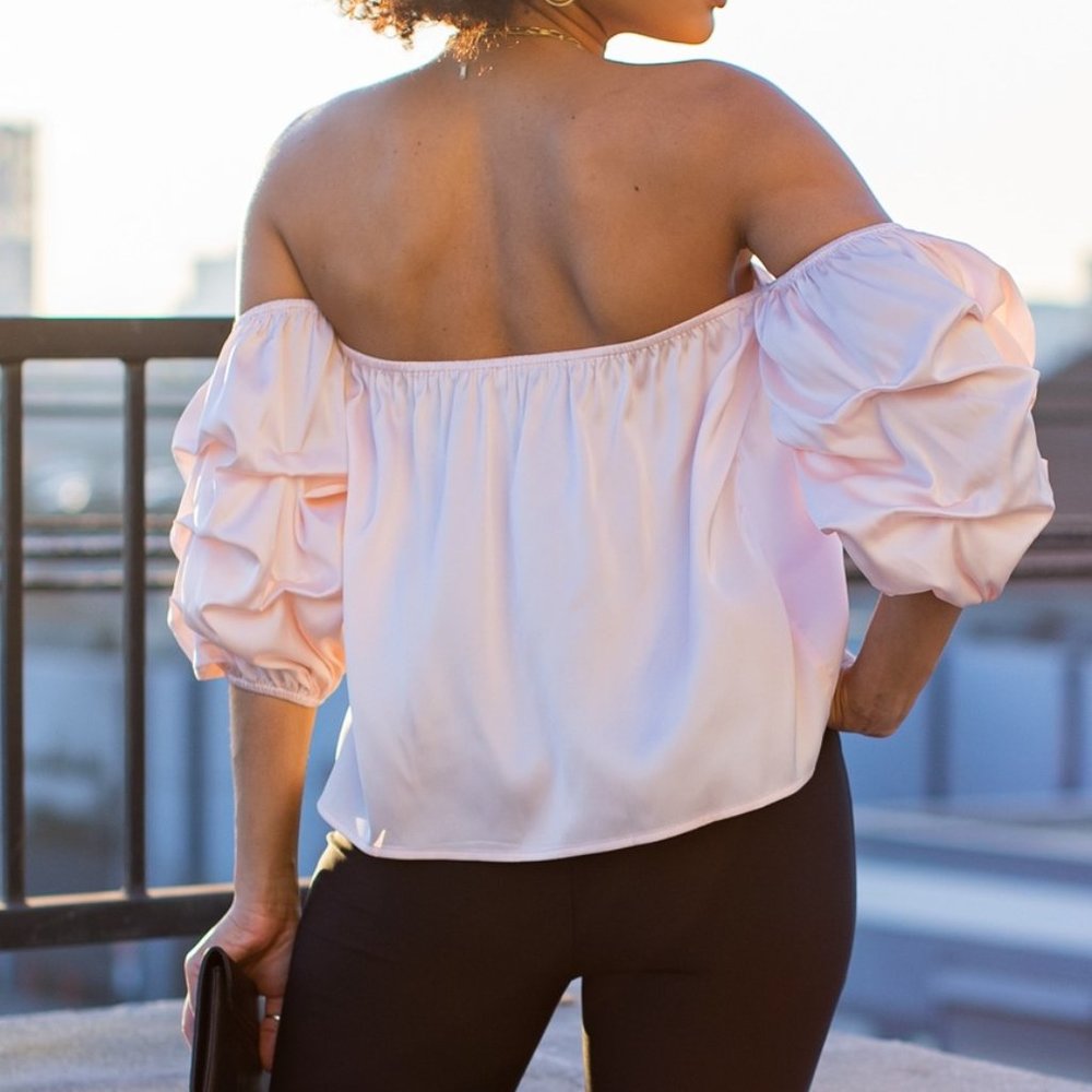 Rosé Babe Satin Pink Top - Picture 8 of 11